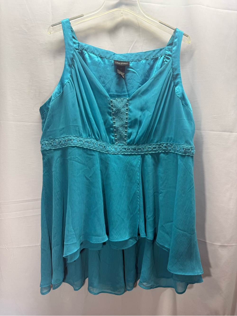 Lane Bryant Turquoise Flowy Satin-Trim High-Low Camisole Size 20